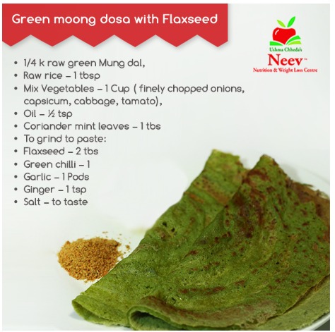 mung dal dosa with flaxseed