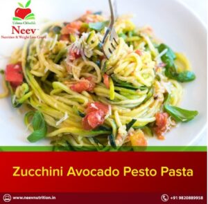 zuchhini avocado pesto pasta